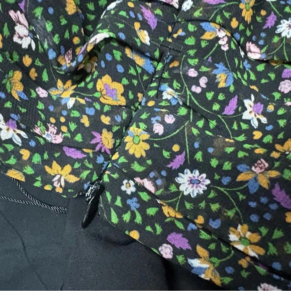 Zara Mini Skirt Floral Pintuck Side Zip Womens S NWOT - Picture 8 of 10